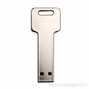Key USB Flash Drives with Metal Housing, Comes in Silver Color